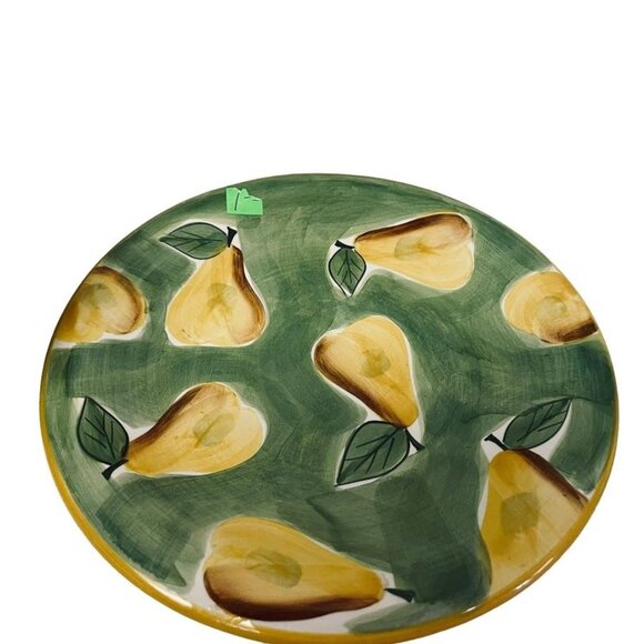 Large Serving Bowl Dish  and Plate Fruit Pears Yellow and Green - Picture 2 of 2